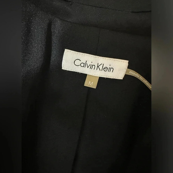 Calvin Klein Blazer Jacket Open Front Ruffled Stretch Office w shoulder pads - Picture 6 of 10